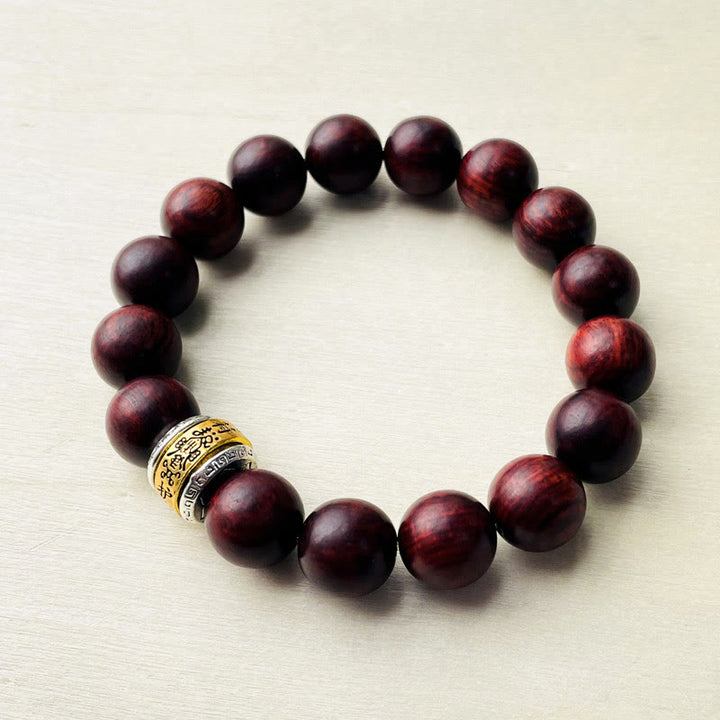 Bracelet de protection en amulette de petite feuille de bois de santal rouge de Buddha Stones