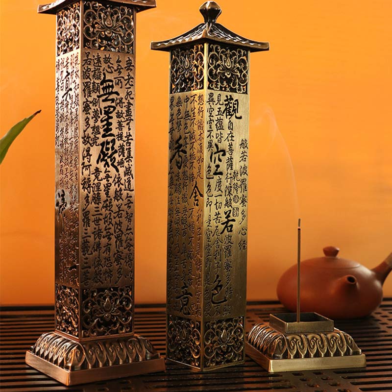 Porte-encens en alliage Heart Sutra Brûleur d'encens de guérison pour décoration de la maison