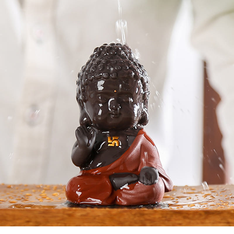 Buddha Stones Petit Bouddha Sérénité Argile violette Décoration de bureau à domicile