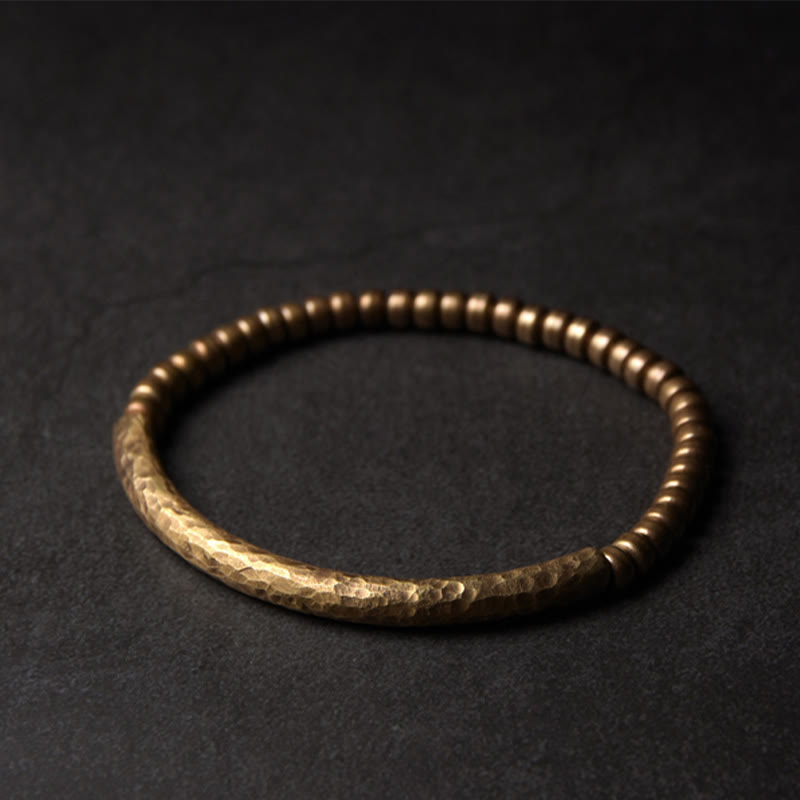 Bracelet porte-bonheur en perles de cuivre et de laiton au design simple Buddha Stones