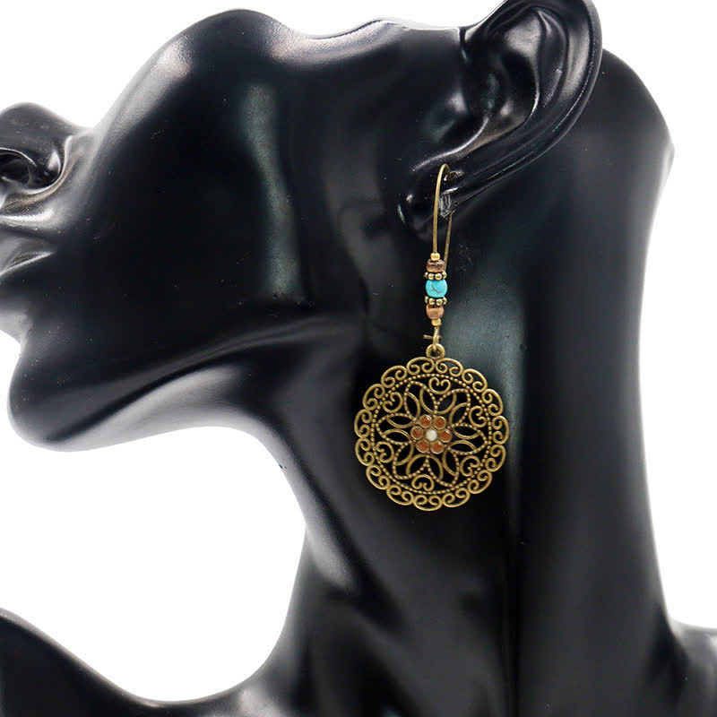 Boucles d'oreilles pendantes porte-bonheur à motif de fleurs rondes