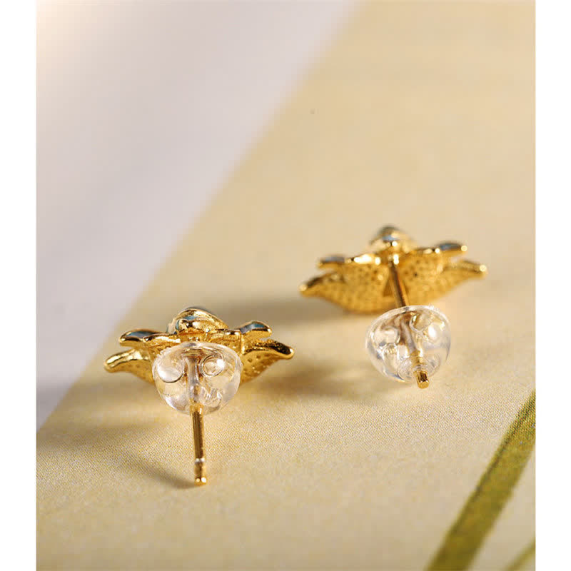 Boucles d'oreilles en argent sterling 925 avec fleur de lotus en jade cyan Hetian