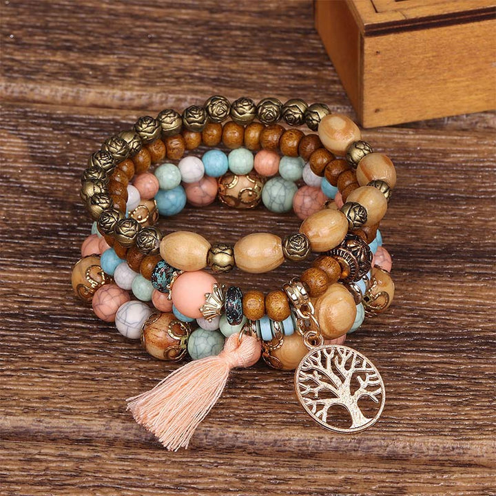 Bracelet de guérison à pampilles en bois de wengé
