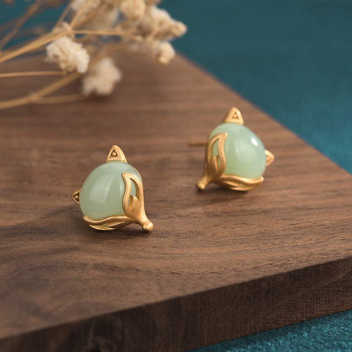 Boucles d'oreilles porte-bonheur en jade Feng Shui Buddha Stones