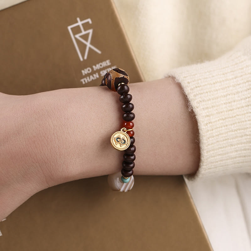 Bracelet en perles de Bodhi violettes naturelles du Tibet Buddha Stones et perles Dzi Dieu de la richesse et de la sagesse