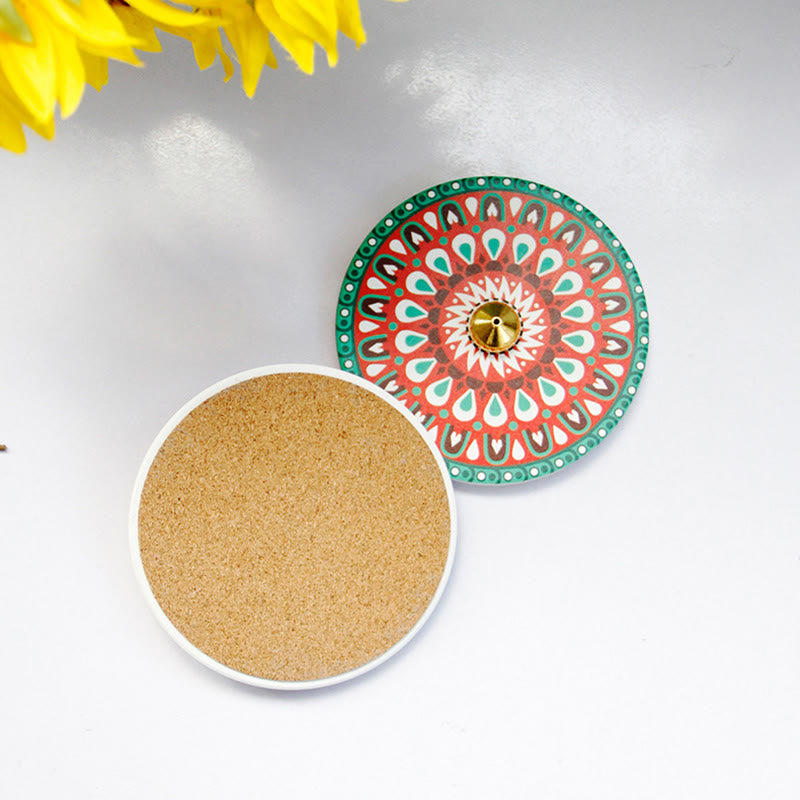 Brûleur d'encens en céramique avec bâton de bénédiction et Buddha Stones à motifs colorés