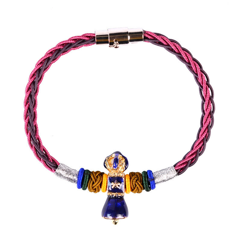 Bracelet tibétain fait main en corde Dorje Vajra à huit fils