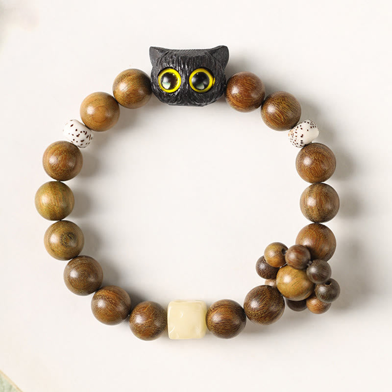 Bracelet apaisant pour chat en bois de santal vert et Buddha Stones - image 6
