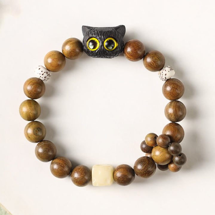 Bracelet apaisant pour chat en bois de santal vert et Buddha Stones - image 6