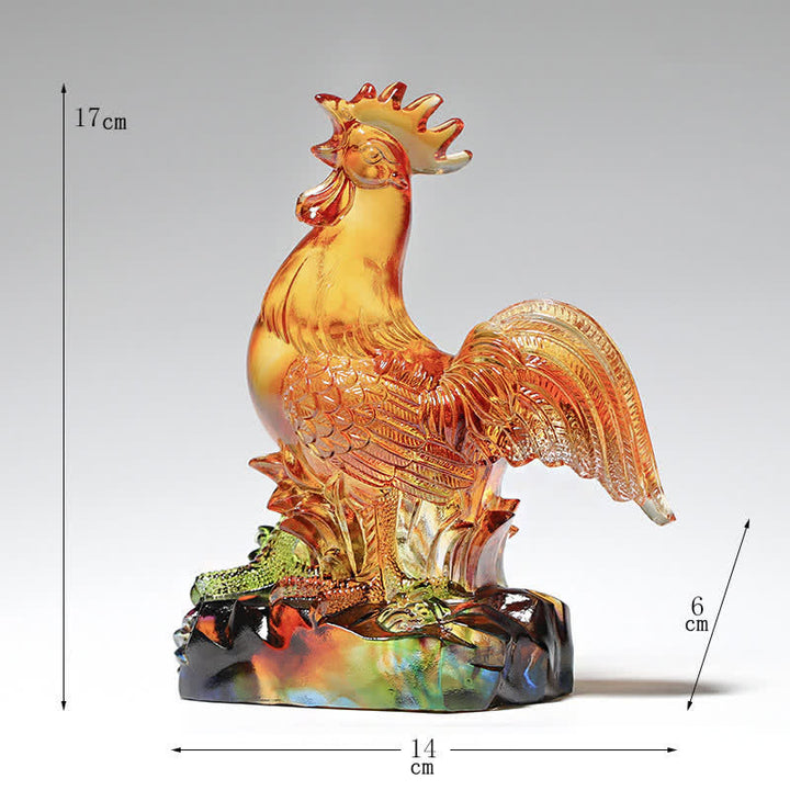 Pièce d'art en cristal de coq Liuli faite à la main, décoration d'intérieur - Petit format 14*6*17cm - image 2