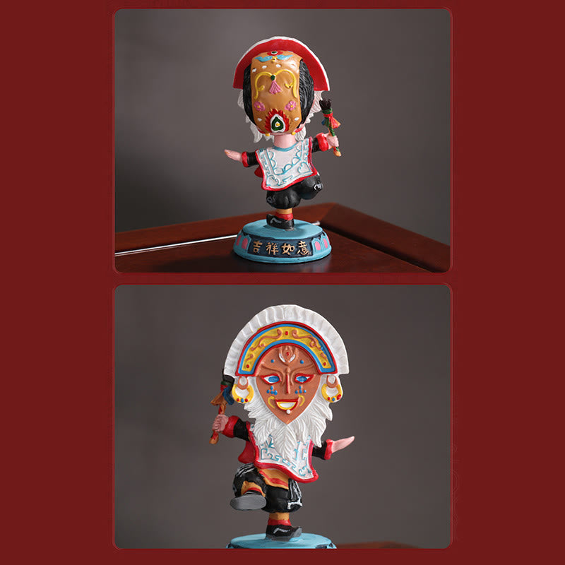 Masque facial d'opéra tibétain en Buddha Stones, marionnette, décoration de maison, de bureau ou de voiture