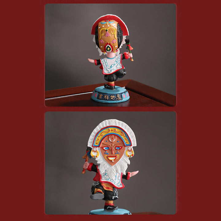 Masque facial d'opéra tibétain en Buddha Stones, marionnette, décoration de maison, de bureau ou de voiture