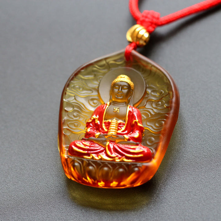Collier pendentif en cristal de compassion Bouddha Liuli Buddha Stones de médecine du Tibet - Bouddha de la médecine des nuages de bon augure - image 6