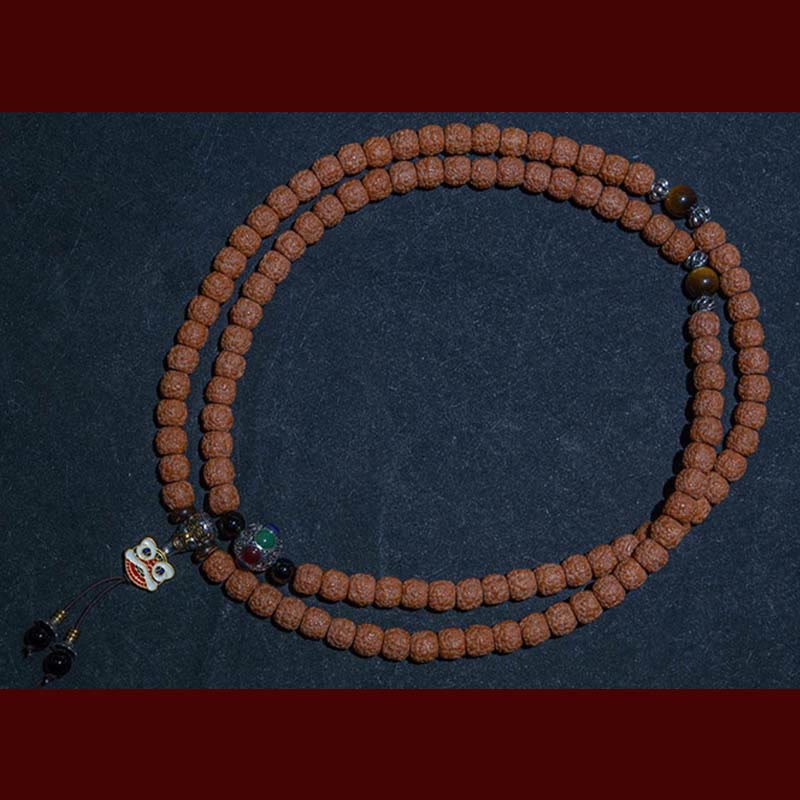 Bracelet tibétain en 108 perles de Mala Rudraksha Bodhi Seed Zodiac chinois Bouddha natal Richesse Charm