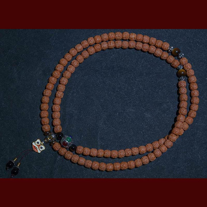 Bracelet tibétain en 108 perles de Mala Rudraksha Bodhi Seed Zodiac chinois Bouddha natal Richesse Charm