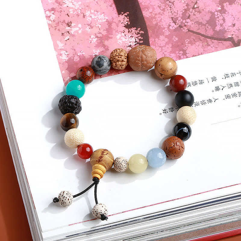 Bracelet Mala en Buddha Stones et graines d'agate Bodhi, sagesse et harmonie