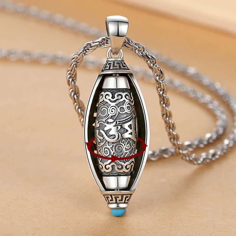 Collier de protection avec pendentif rotatif en Buddha Stones du Tibet Om Mani Padme Hum - image 1