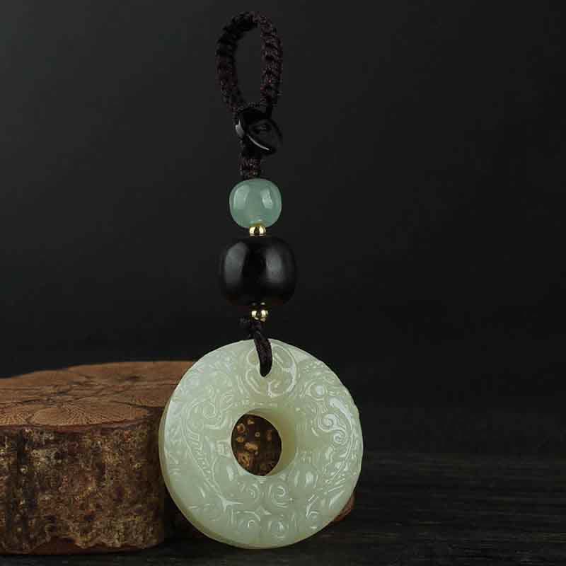 Porte-clés Buddha Stones PiXiu Jade Peace Buckle Abondance Richesse