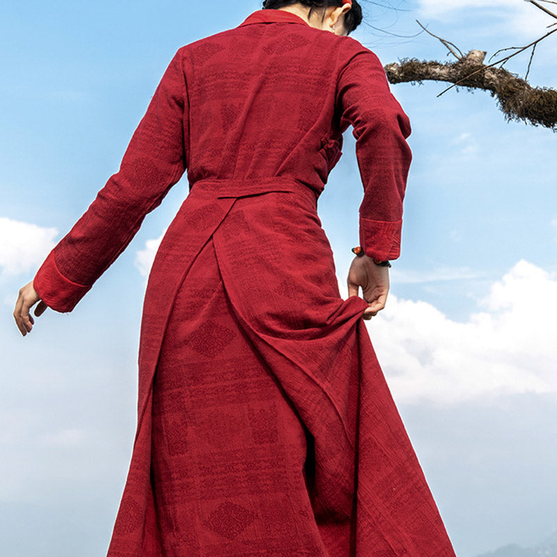 Robe tibétaine en Buddha Stones Vêtements Lhassa Robe longue portefeuille Robe longue Vêtements pour femmes