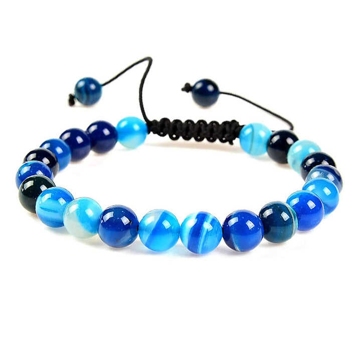 Bracelet en macramé unisexe réglable avec pierres précieuses et cristaux de guérison naturelles Buddha Stones - Agate bleue - image 3