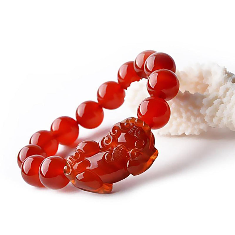 Bracelet porte-bonheur en agate rouge Buddha Stones