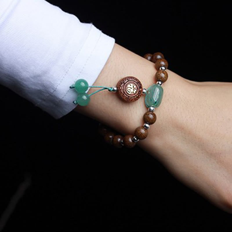 Bracelet de protection du bonheur en bois d'Abelia Biflora