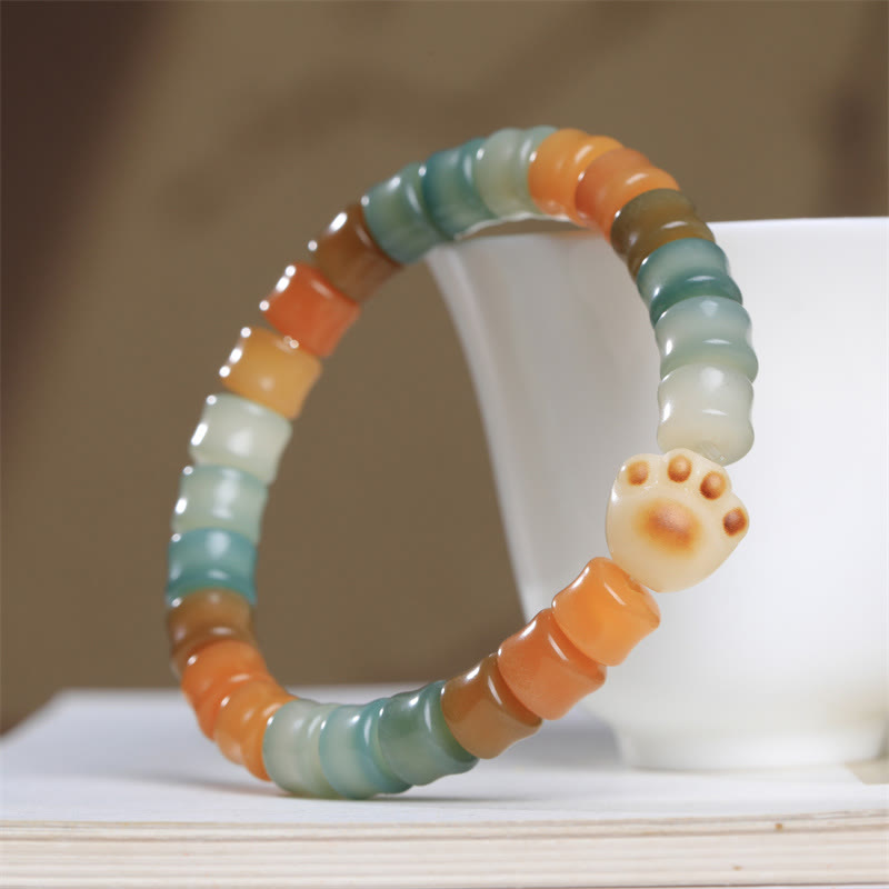 Bracelet de sagesse en forme de patte de chat avec graines de Bodhi colorées et Buddha Stones - image 2