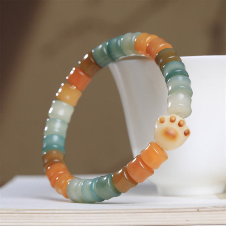 Bracelet de sagesse en forme de patte de chat avec graines de Bodhi colorées et Buddha Stones - image 2