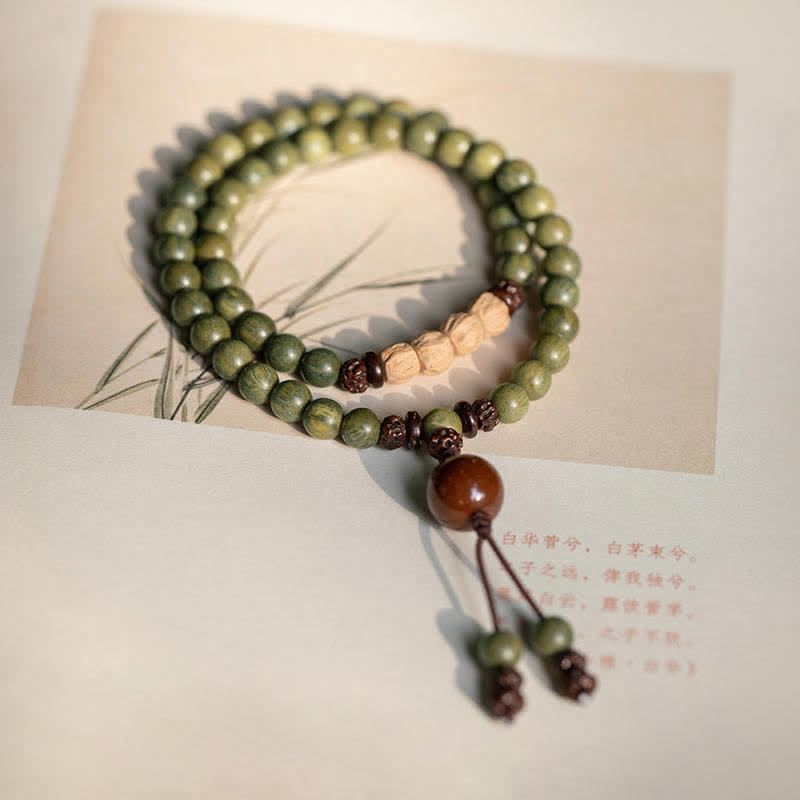 Bracelet de paix positive en bois de santal vert