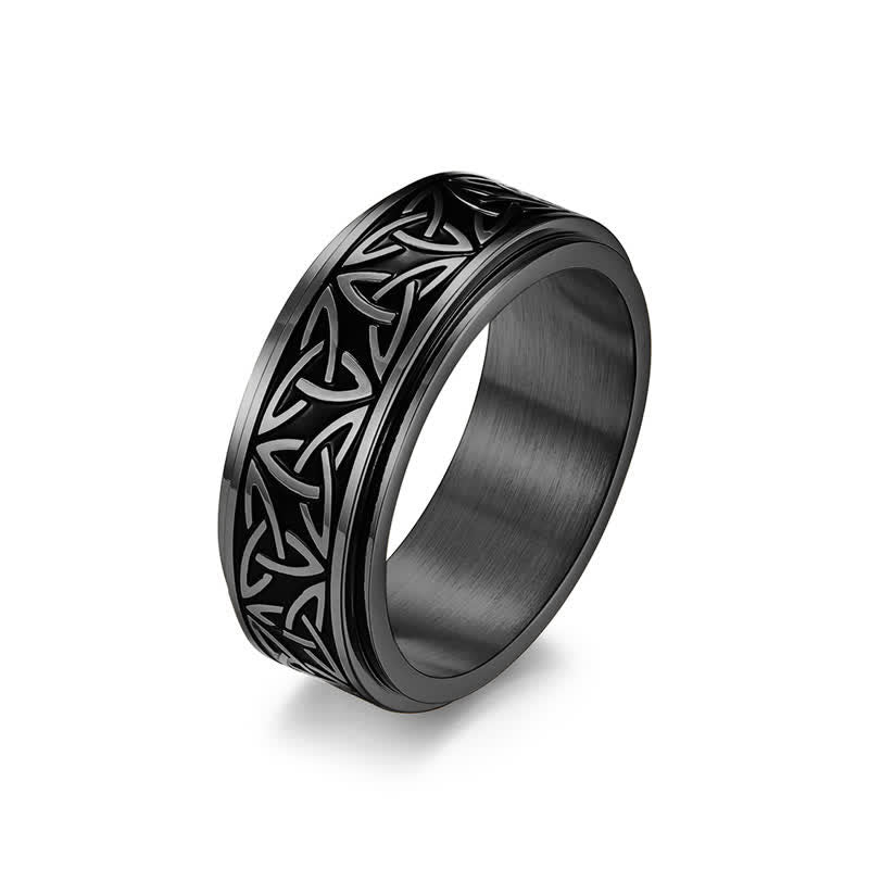 Bague rotative calme en acier titane avec Buddha Stones
