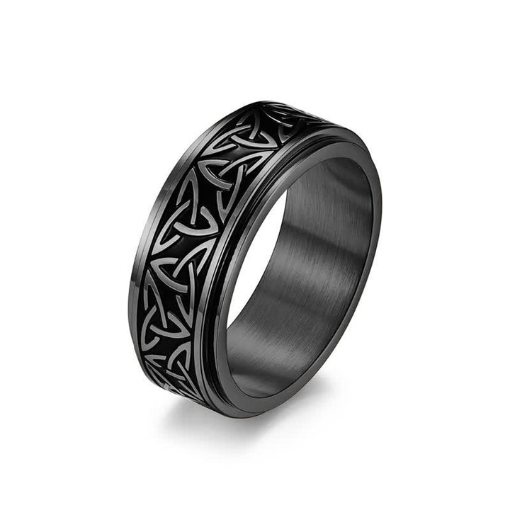 Bague rotative calme en acier titane avec Buddha Stones