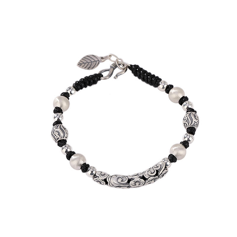 Bracelet en fil de richesse en argent sterling 999 fait main en cuivre et Buddha Stones du Tibet