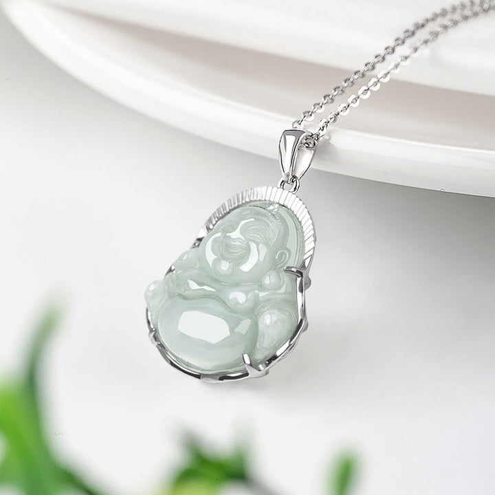 Buddha Stones avec pendentif en argent sterling 925 et jade Bouddha rieur, calme et porte-bonheur - image 5