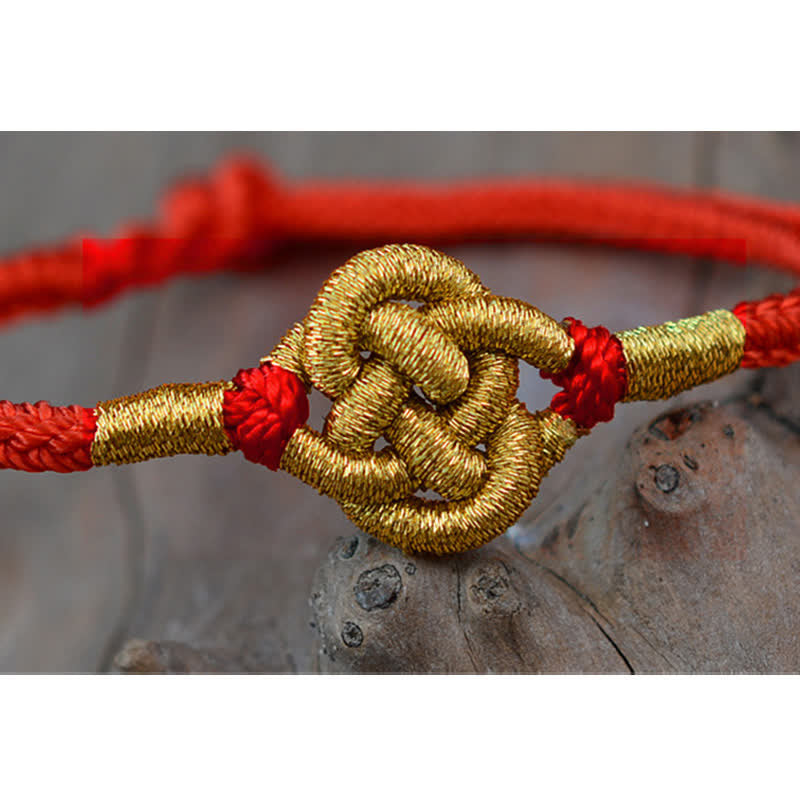 Bracelet tressé fait main avec un design simple et des nœuds chinois pour la force et la chance