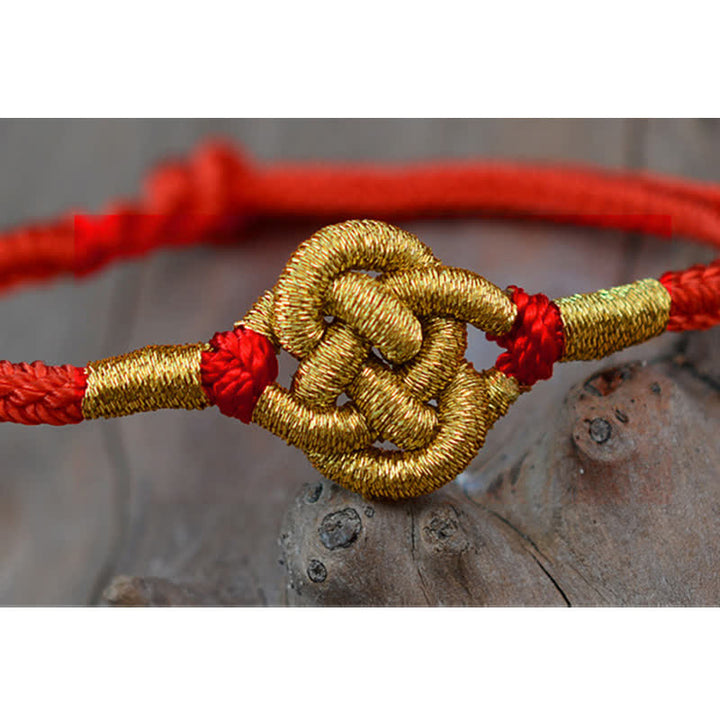 Bracelet tressé fait main avec un design simple et des nœuds chinois pour la force et la chance