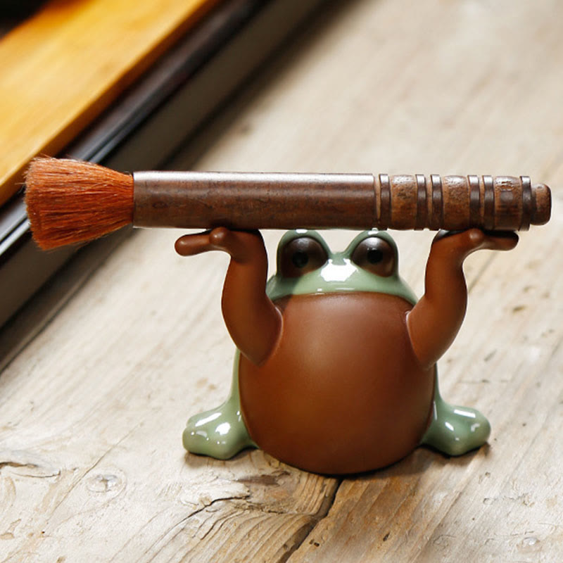 Figurine de grenouille porte-bonheur en céramique pour animal de compagnie, Buddha Stones FengShui, richesse, décoration - image 1