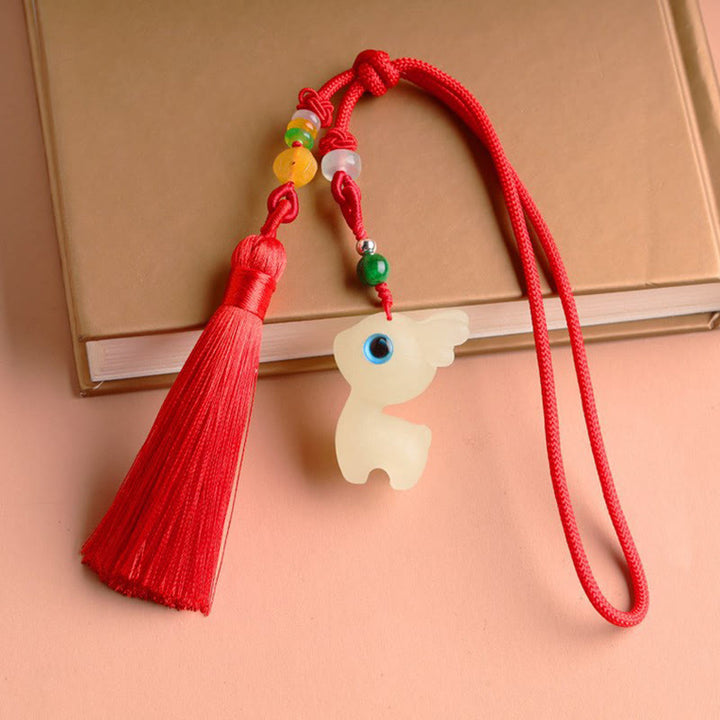 Porte-clés lumineux en forme de cerf porte-bonheur en Buddha Stones, mini et mignon, décoration à suspendre pour téléphone et voiture