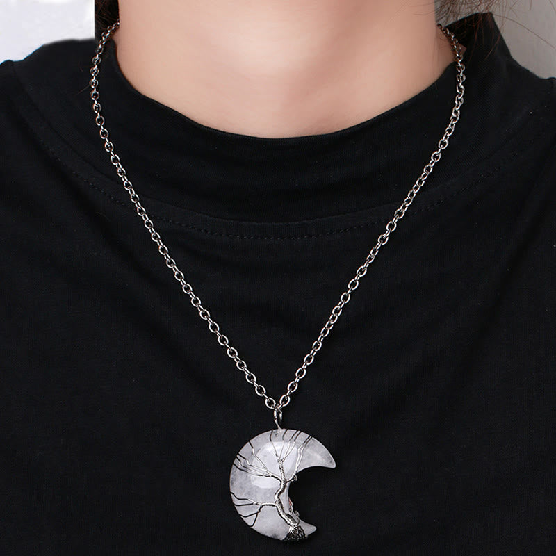 Collier pendentif en cristal de quartz naturel Buddha Stones Moon Tree Of Life Healing Energy - image 10