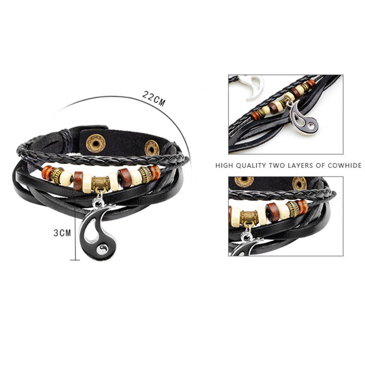 Bracelet d'équilibre de couple pendentif Yin Yang