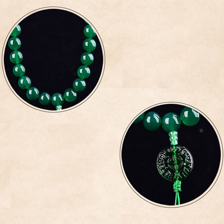 Buddha Stones Agate verte naturelle Poignet Mala Manifestation Poche Mala Décoration de voiture