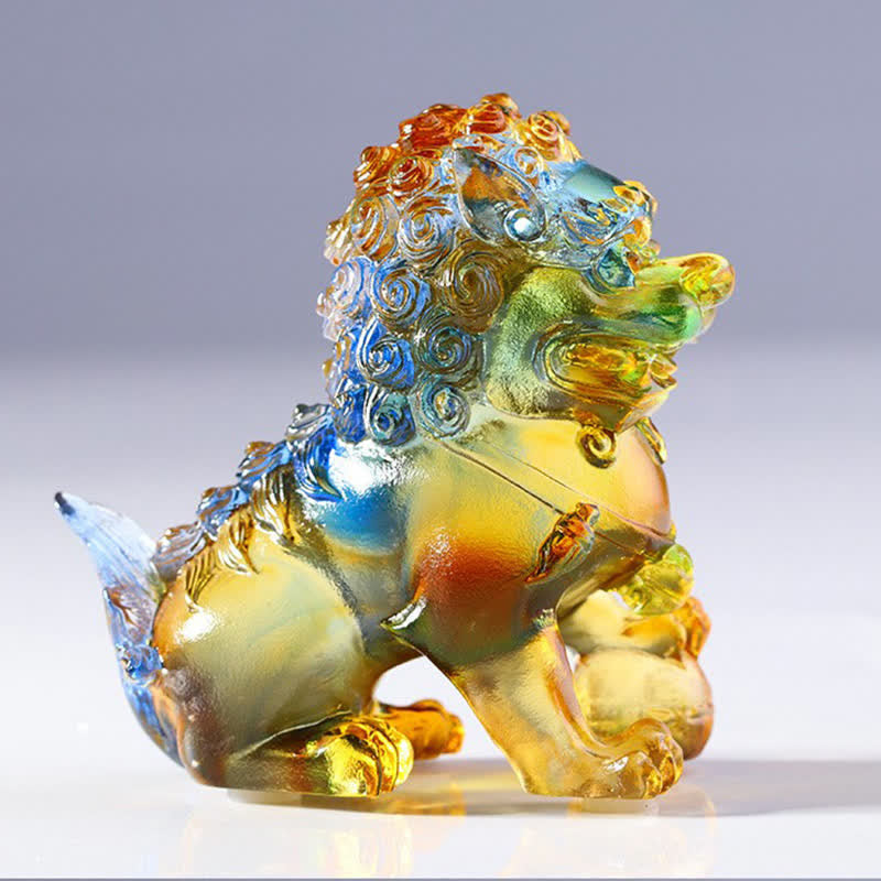 Pièce d'art en cristal de lion Liuli faite à la main Décoration de bureau à domicile