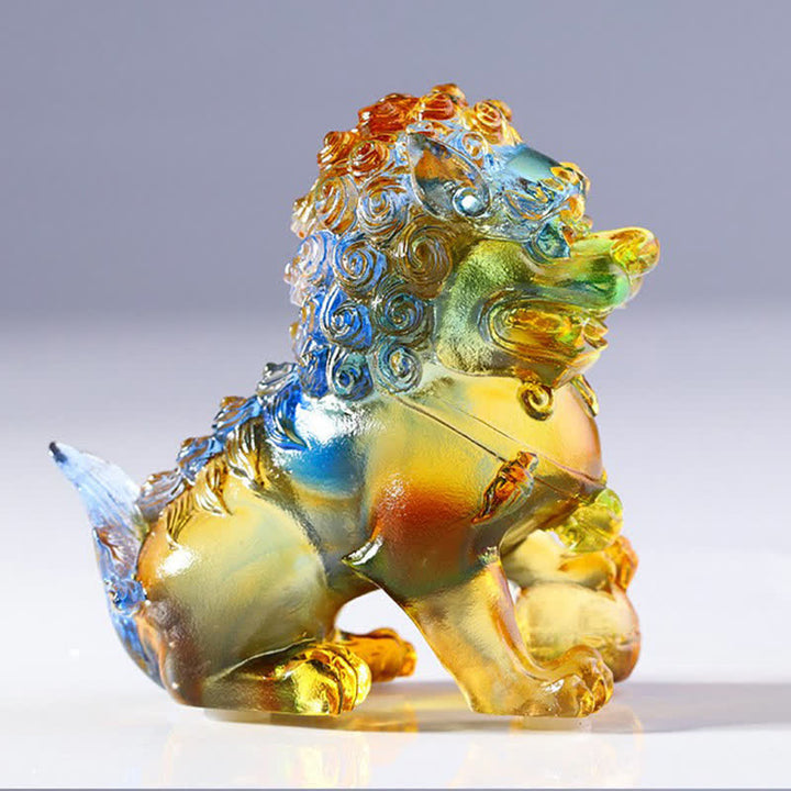 Pièce d'art en cristal de lion Liuli faite à la main Décoration de bureau à domicile