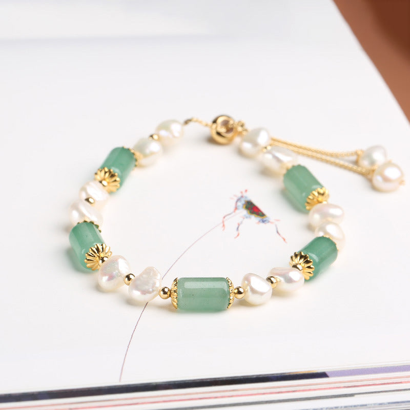 Bracelet porte-bonheur en perles d'aventurine verte et cristal rose avec Buddha Stones