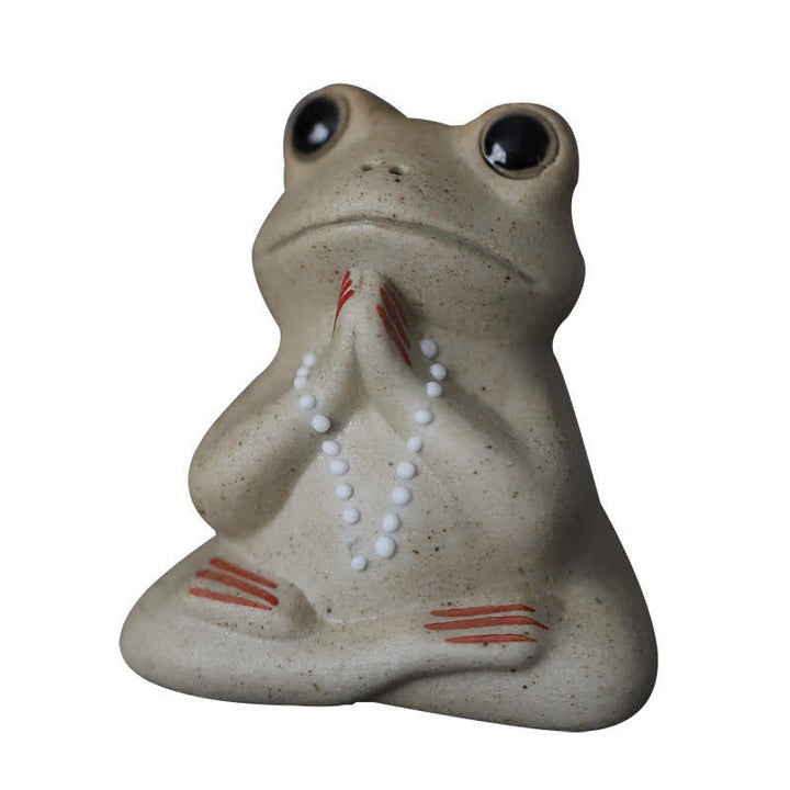 Statue de petite grenouille en céramique en méditation - image 3