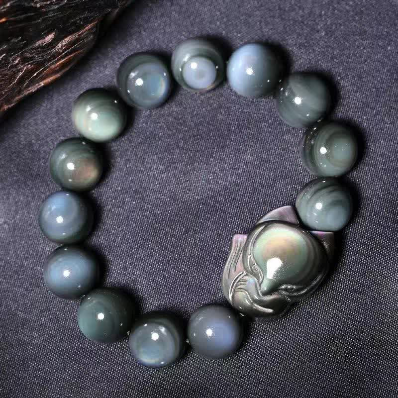 Bracelet de guérison positif en obsidienne arc-en-ciel Buddha Stones