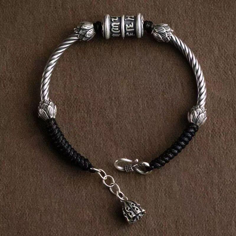 Bracelet tressé Buddha Stones Om Mani Padme Hum Lotus Peace