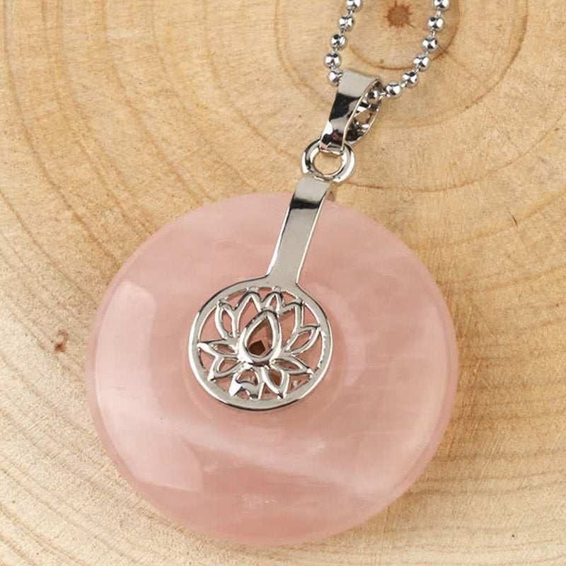 Collier pendentif de guérison en cristal rose avec Buddha Stones et améthyste
