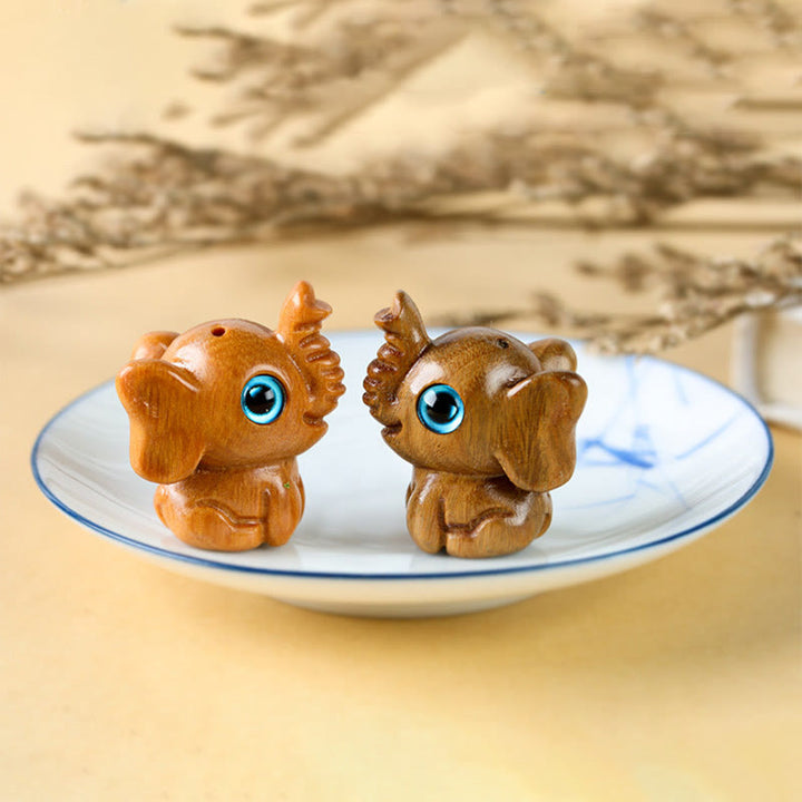 Buddha Stones Bois de santal Petite feuille Bois de santal rouge Bois de santal vert Mini éléphant porte-bonheur sculpté Décoration de protection - image 17