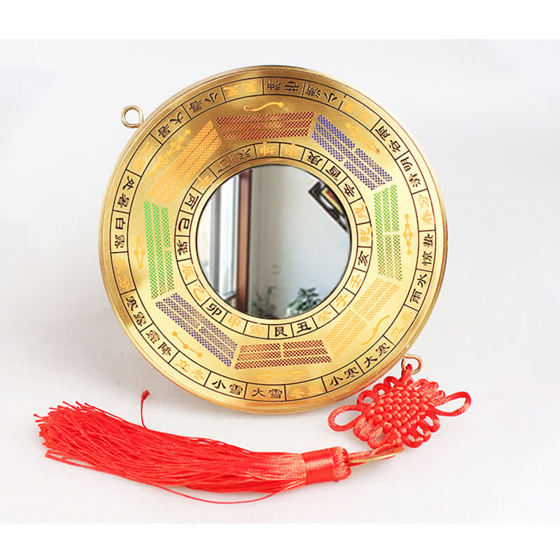 Carte Feng Shui Bagua Pièce de cuivre Nœud chinois Carte énergétique d'équilibre - 16 cm - Carte Bagua des Quatre Saisons - Miroir convexe - image 9