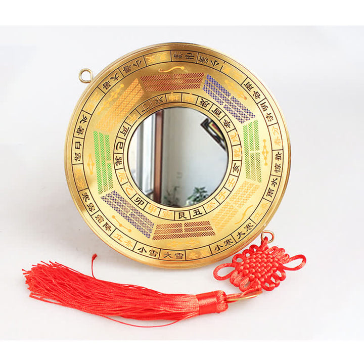 Carte Feng Shui Bagua Pièce de cuivre Nœud chinois Carte énergétique d'équilibre - 16 cm - Carte Bagua des Quatre Saisons - Miroir convexe - image 9